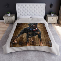 Patriotic Rottweiler Crushed Velvet Blanket — Standing Tall & Proud