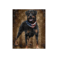 Patriotic Rottweiler Crushed Velvet Blanket — Standing Tall & Proud
